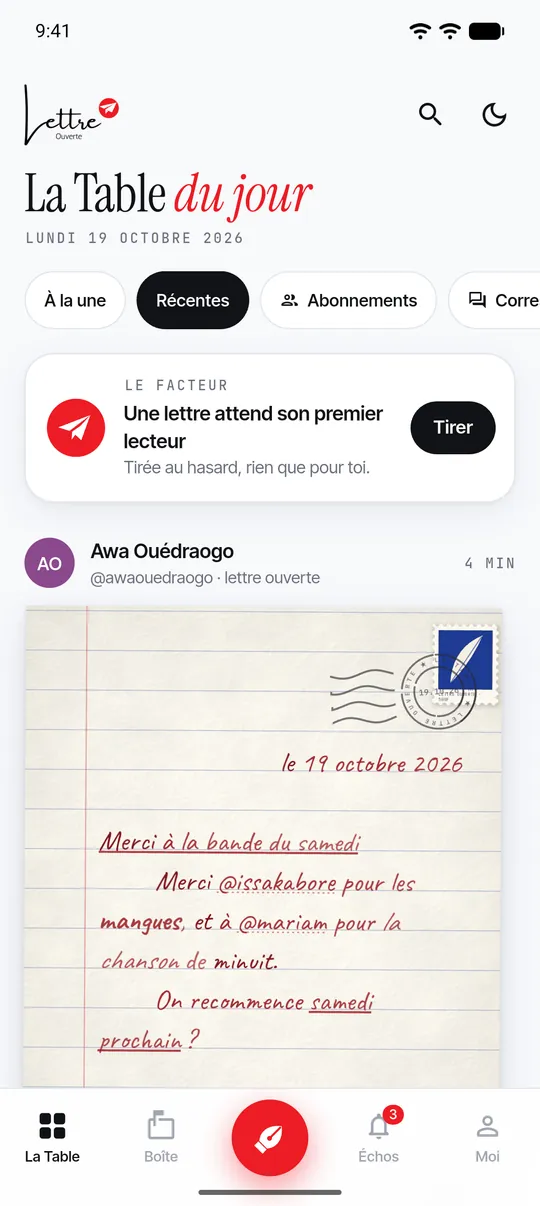 La Table : le fil des lettres ouvertes